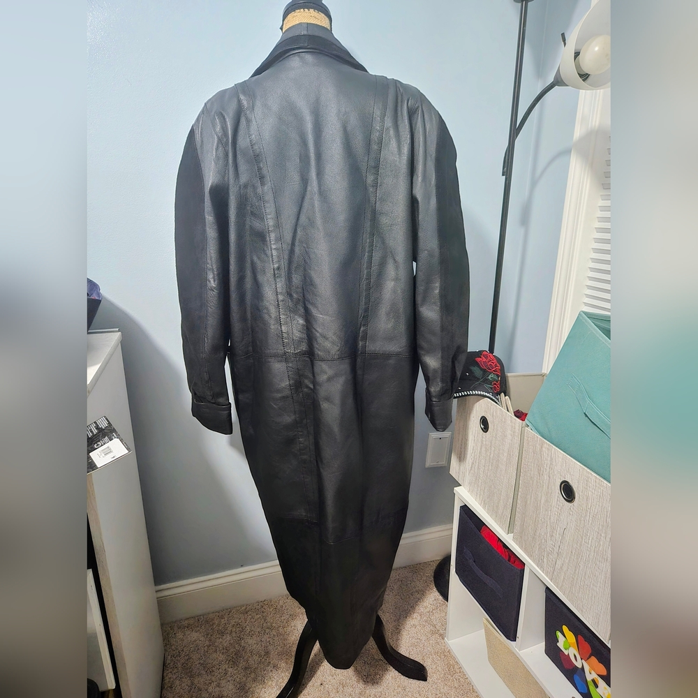 MENS BLACK LEATHER COAT SZ XL